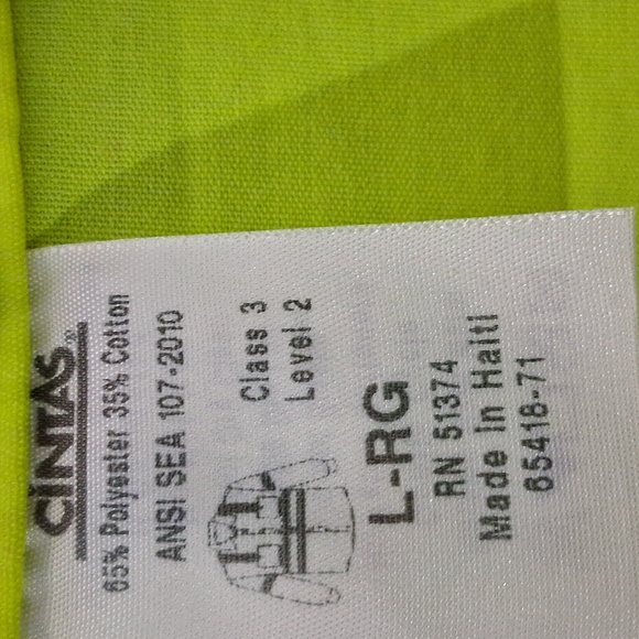 Men’s ANSI Class 3 High-Visibility Yellow Safety Work Button Down Shirt Sz Large - Picture 3 of 7